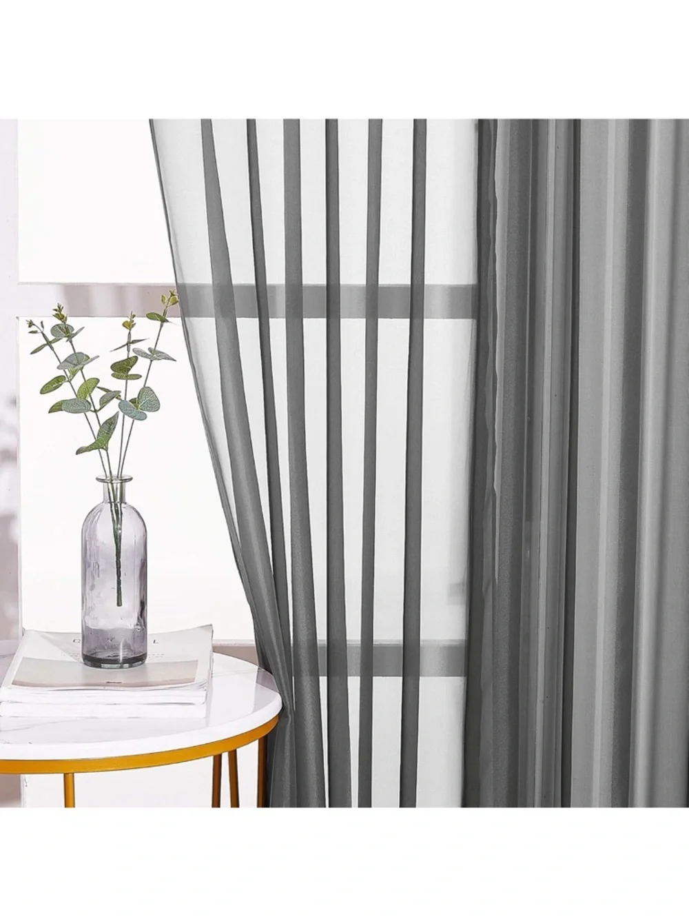 Gray Sheer Curtains (Pack of 2)